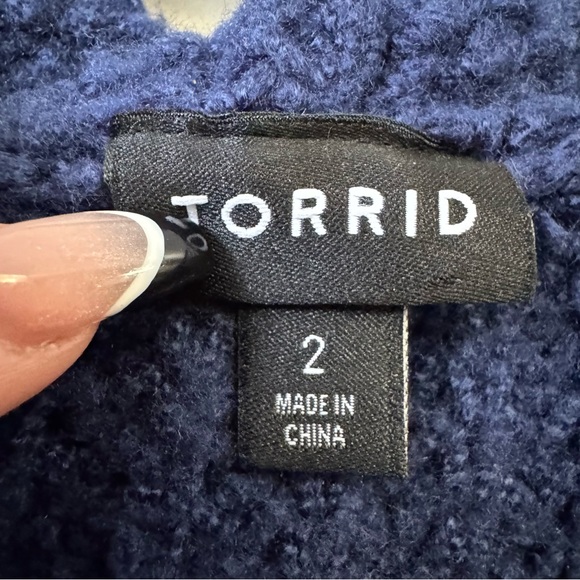 Torrid Cable knit Coatigan hooded open front longline sweater - Picture 5 of 6